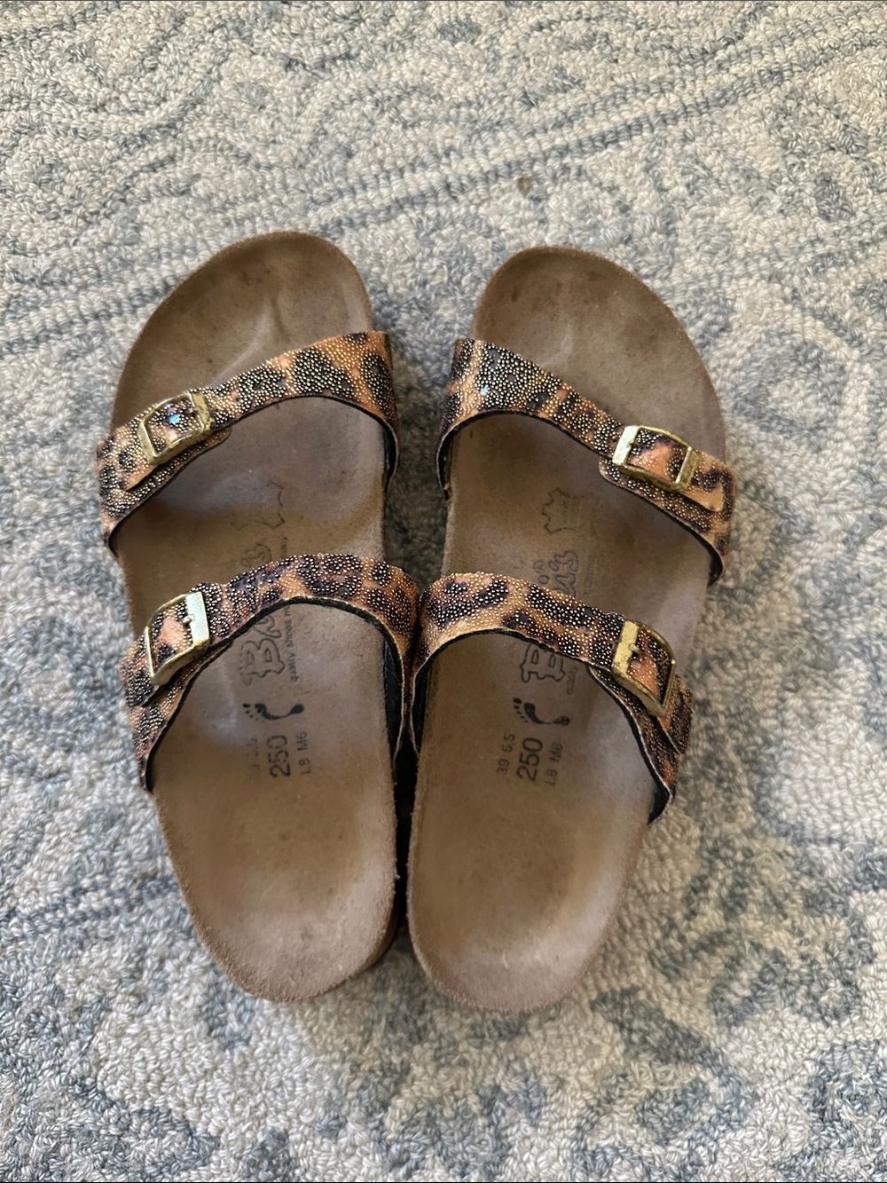 Birki's Birkenstock Tahiti Leopard Print Glitter Strap Sandal Women’s Sz US 8 39